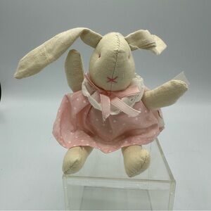 Pier 1 Vtg Mini 5” Pink Bunny Rabbit Fabric Nursery Country Easter Cottage Core
